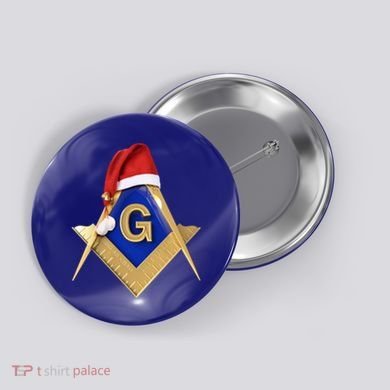 Masonic Xmas Christmas SantaS Hat Freemason Gift Button