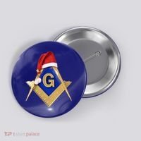 Masonic Xmas Christmas SantaS Hat Freemason Gift Button thumb 0