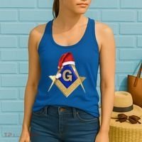Masonic Xmas Christmas SantaS Hat Freemason Gift Women's Tank Top thumb 2