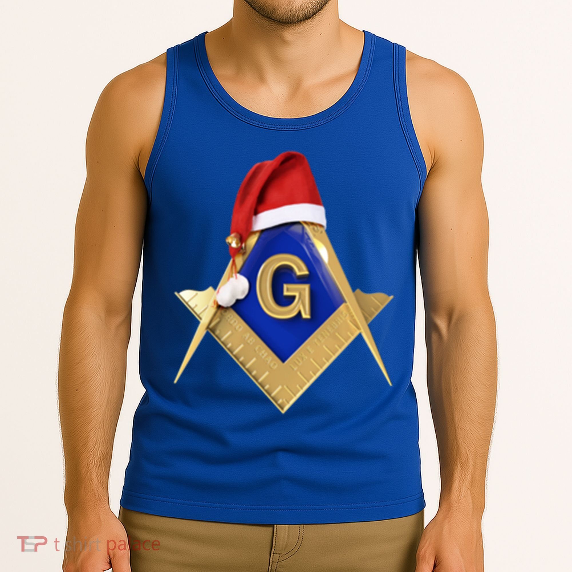 Masonic Xmas Christmas SantaS Hat Freemason Gift Tank Top