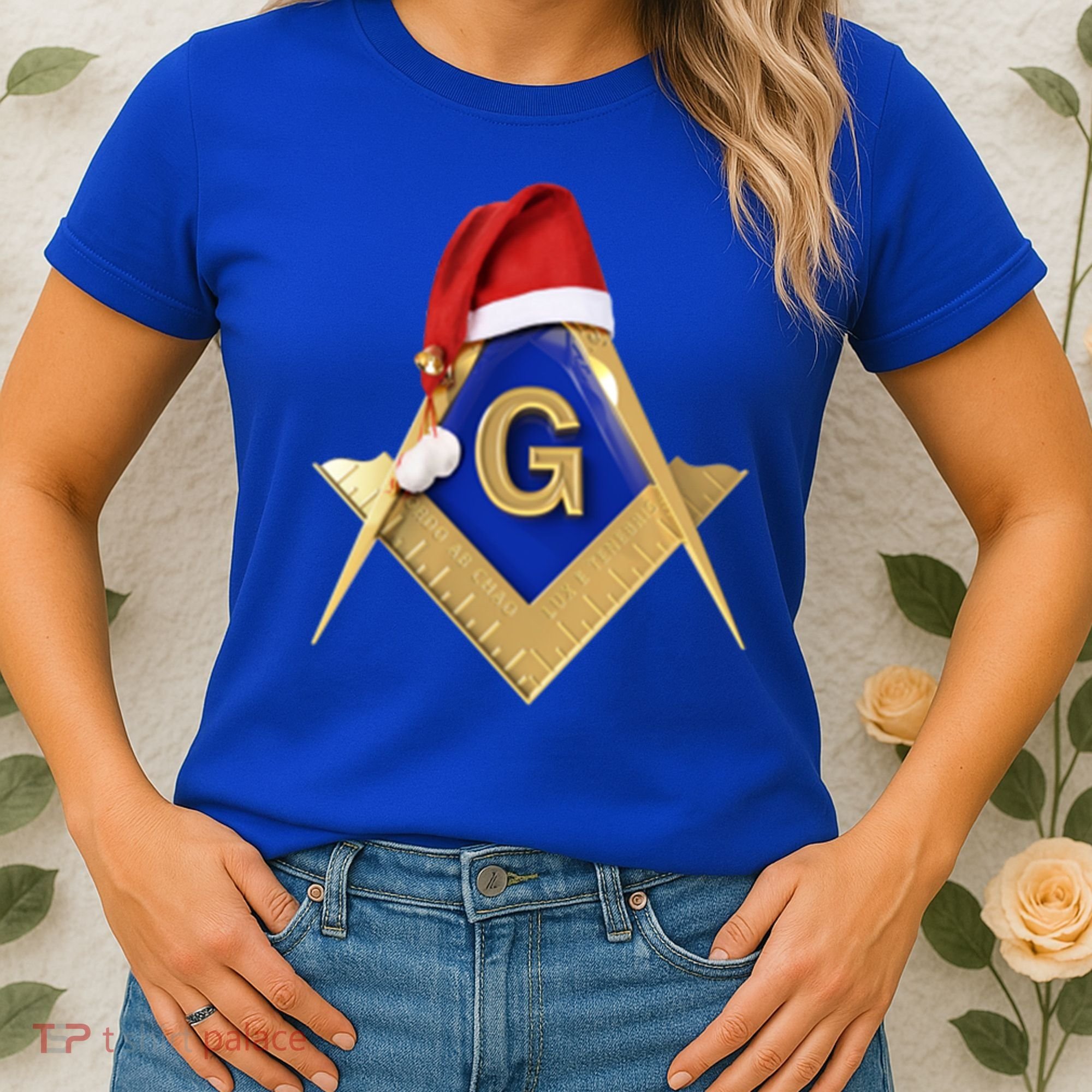 Masonic Xmas Christmas SantaS Hat Freemason Gift Women's T-Shirt
