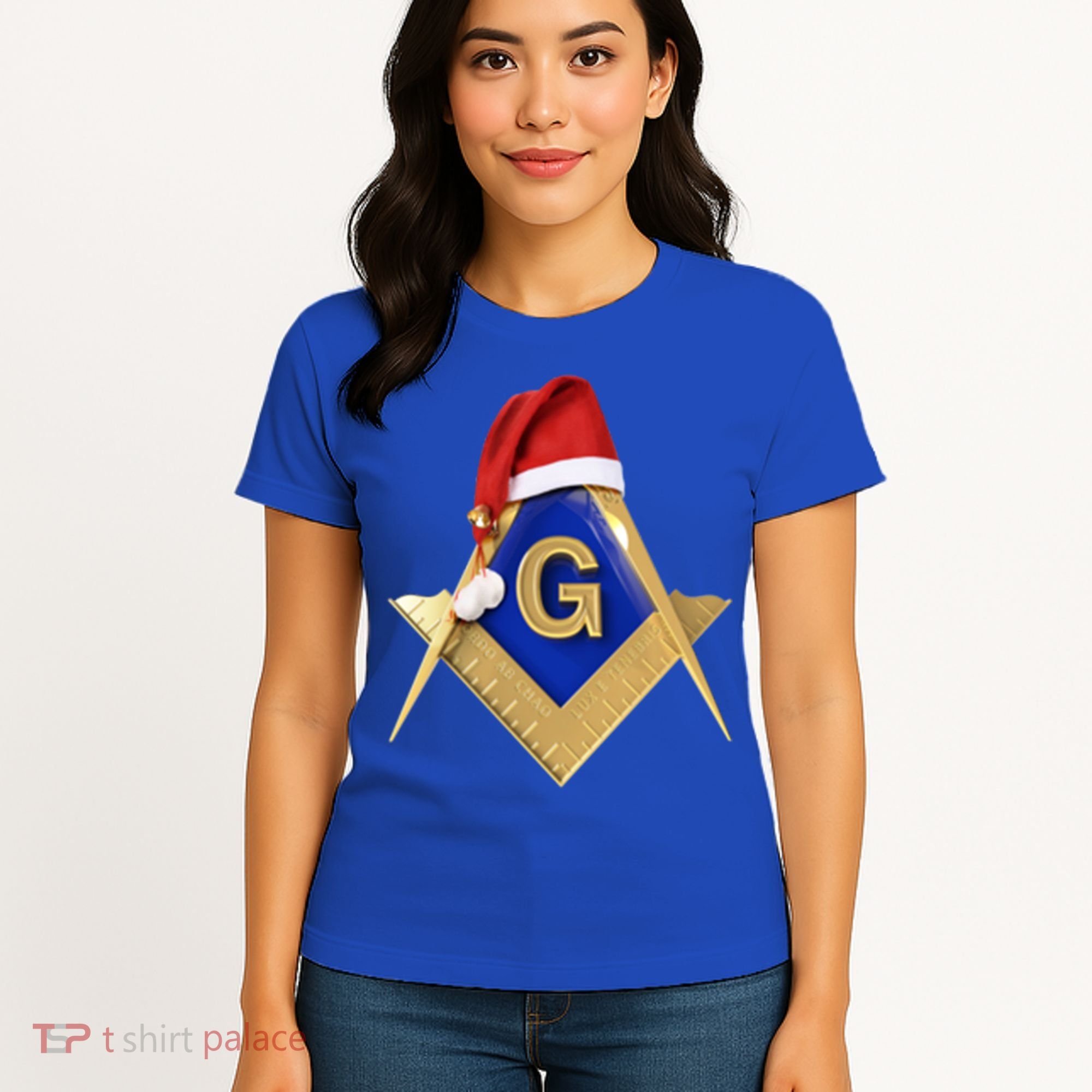 Masonic Xmas Christmas SantaS Hat Freemason Gift Women's T-Shirt