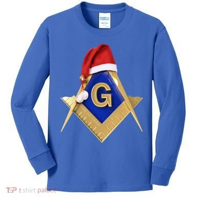 Masonic Xmas Christmas SantaS Hat Freemason Gift Kids Long Sleeve Shirt