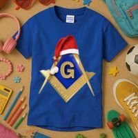 Masonic Xmas Christmas SantaS Hat Freemason Gift Kids T-Shirt thumb 3