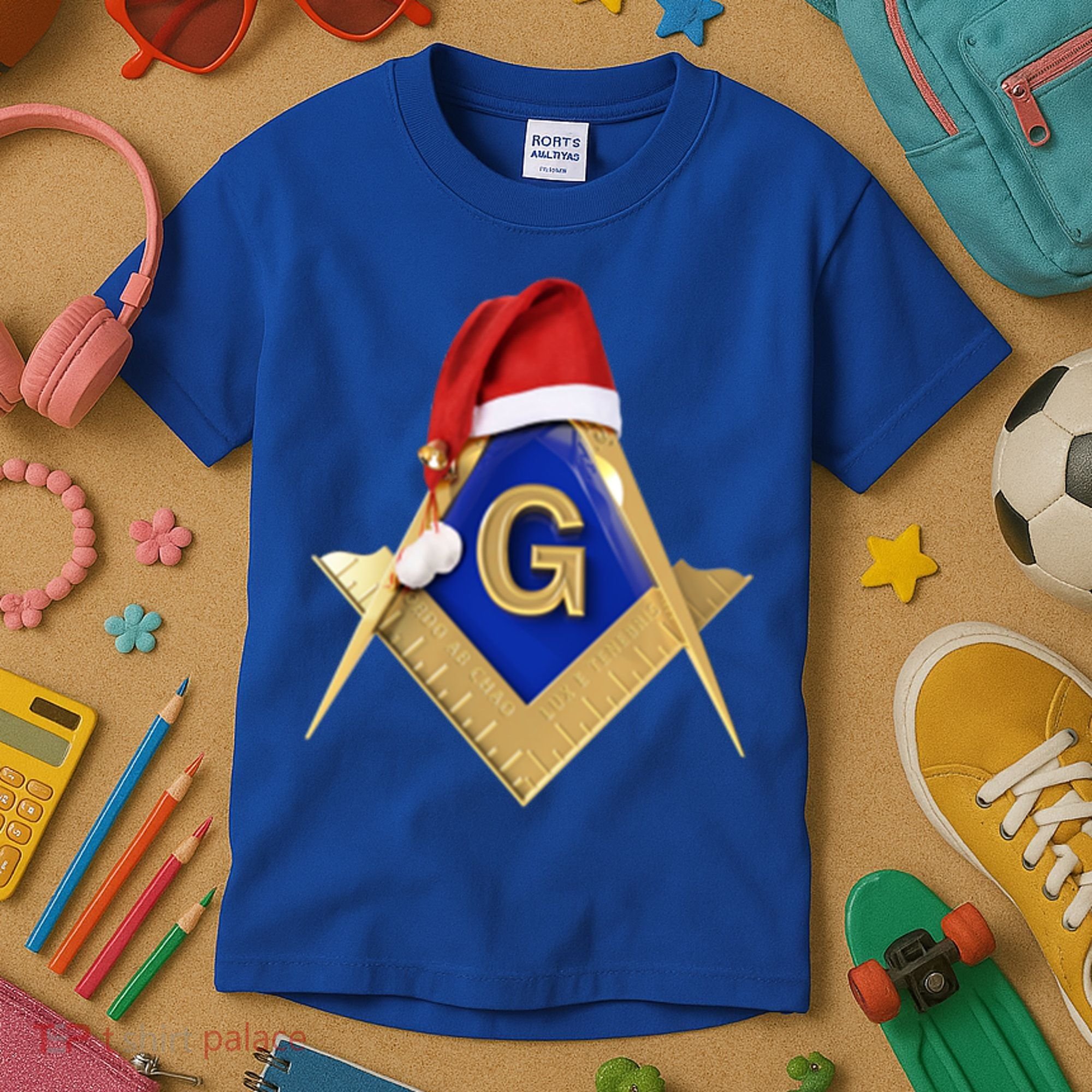 Masonic Xmas Christmas SantaS Hat Freemason Gift Kids T-Shirt