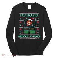 Merry XMas Football Ugly Christmas Sweater Long Sleeve Shirt thumb 0