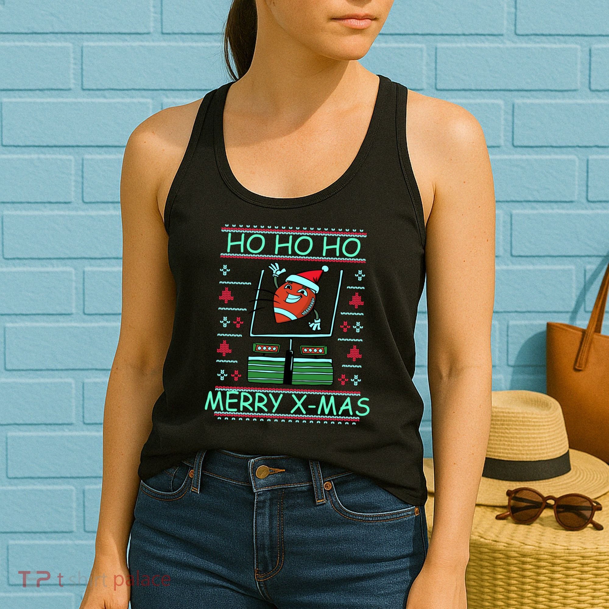 Merry XMas Football Ugly Christmas Sweater Women's Tank Top