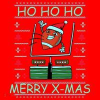 Merry XMas Football Ugly Christmas Sweater Santa Hat thumb 1