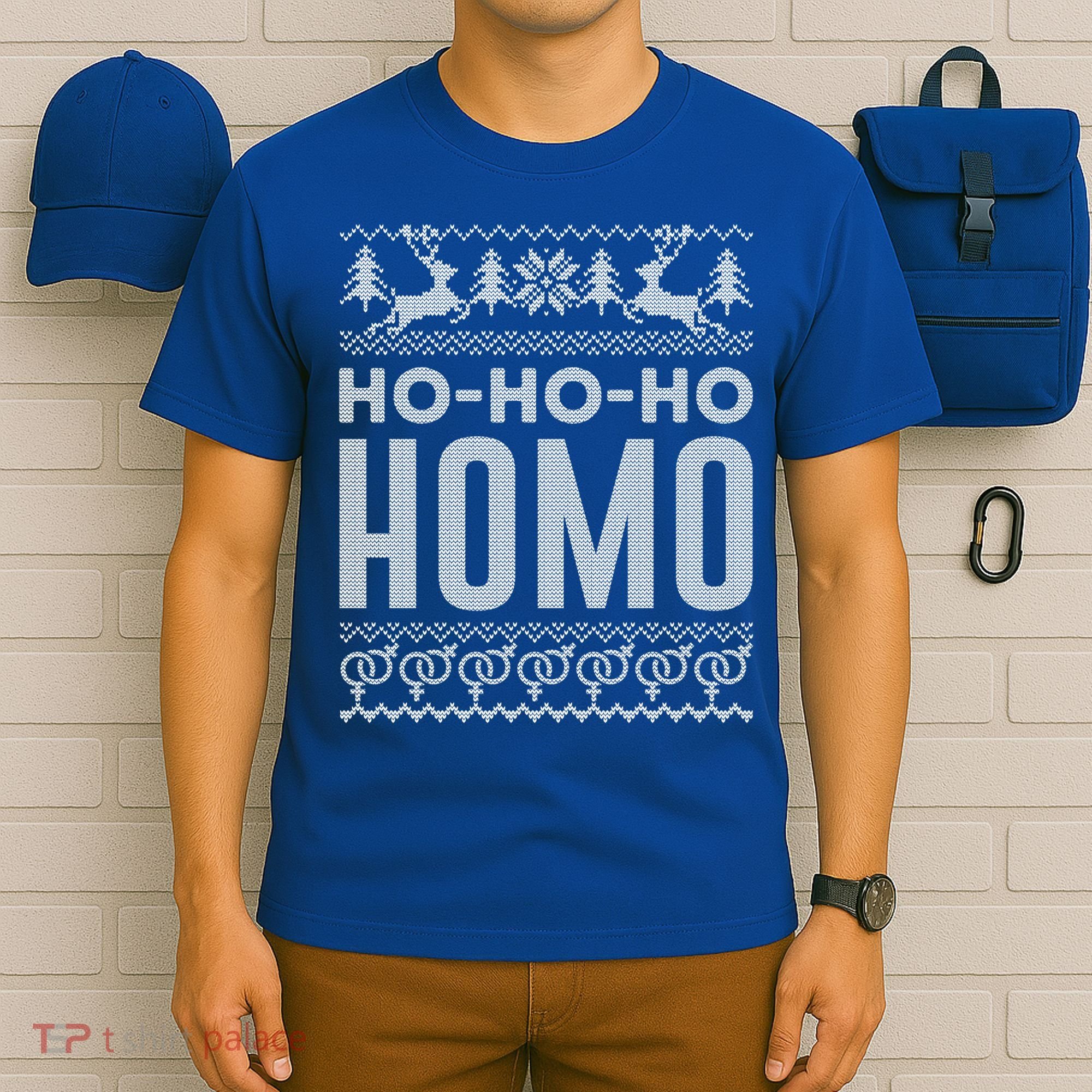 Merry Xmas Lgbt Pride Hofunny Gifthofunny Giftho Homo Lesbian Ugly Christmas Gif T-Shirt