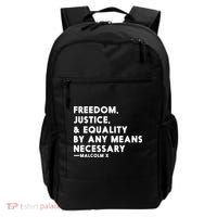Malcolm X Quote Freedom Justice Equality By Any Means Necessary Backpack thumb 0