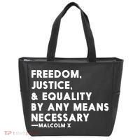 Malcolm X Quote Freedom Justice Equality By Any Means Necessary Tote Bag thumb 0