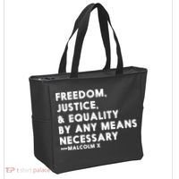 Malcolm X Quote Freedom Justice Equality By Any Means Necessary Tote Bag thumb 2