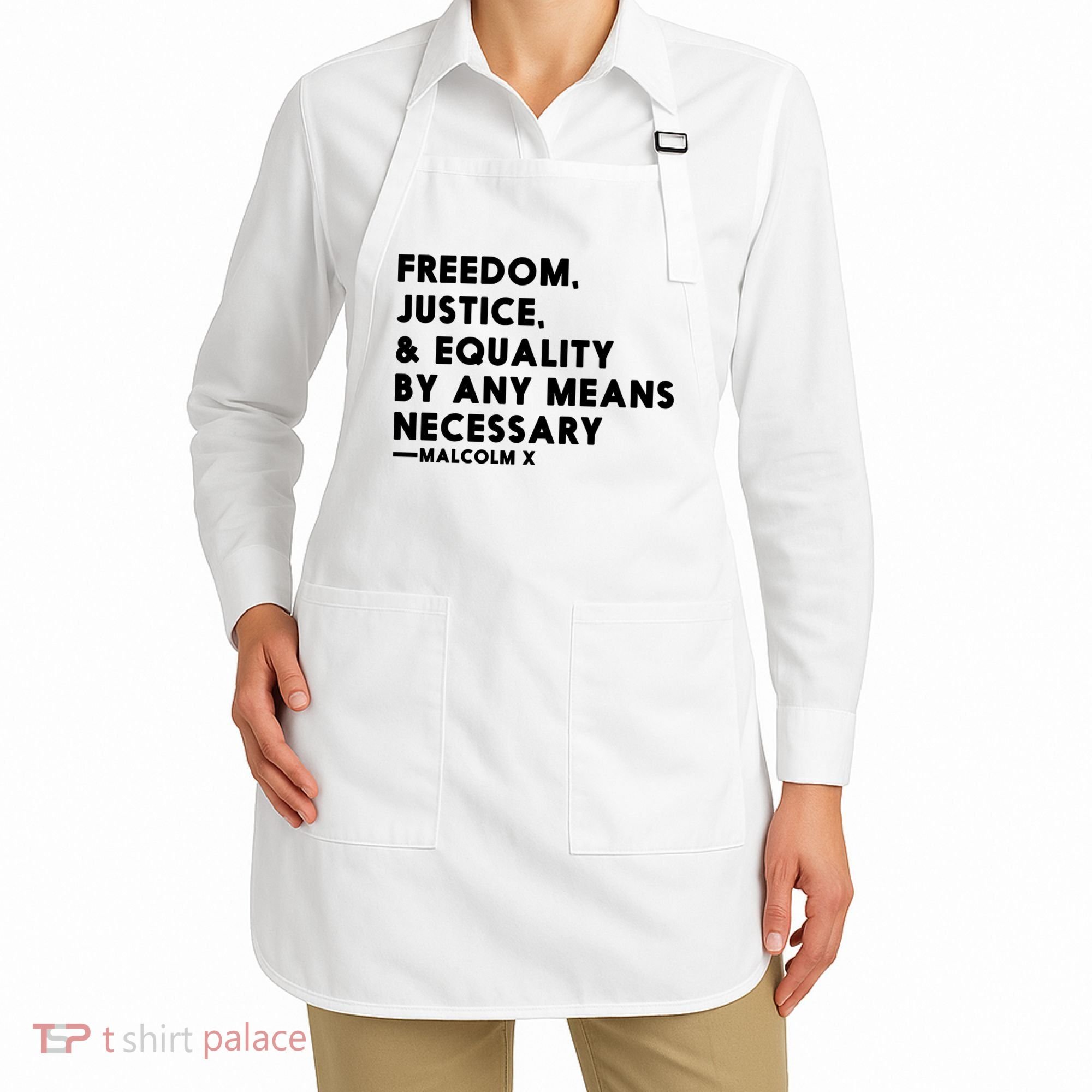 Malcolm X Quote Freedom Justice Equality By Any Means Necessary Apron