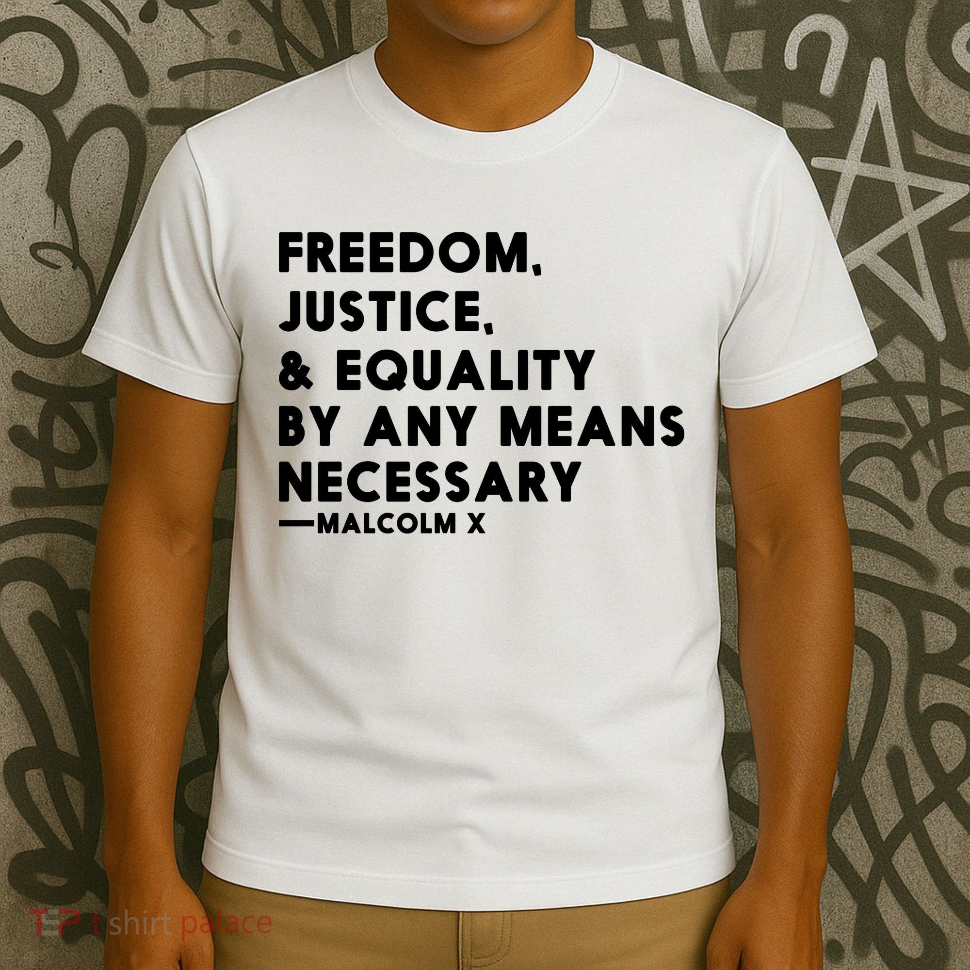 Malcolm X Quote Freedom Justice Equality By Any Means Necessary T-Shirt