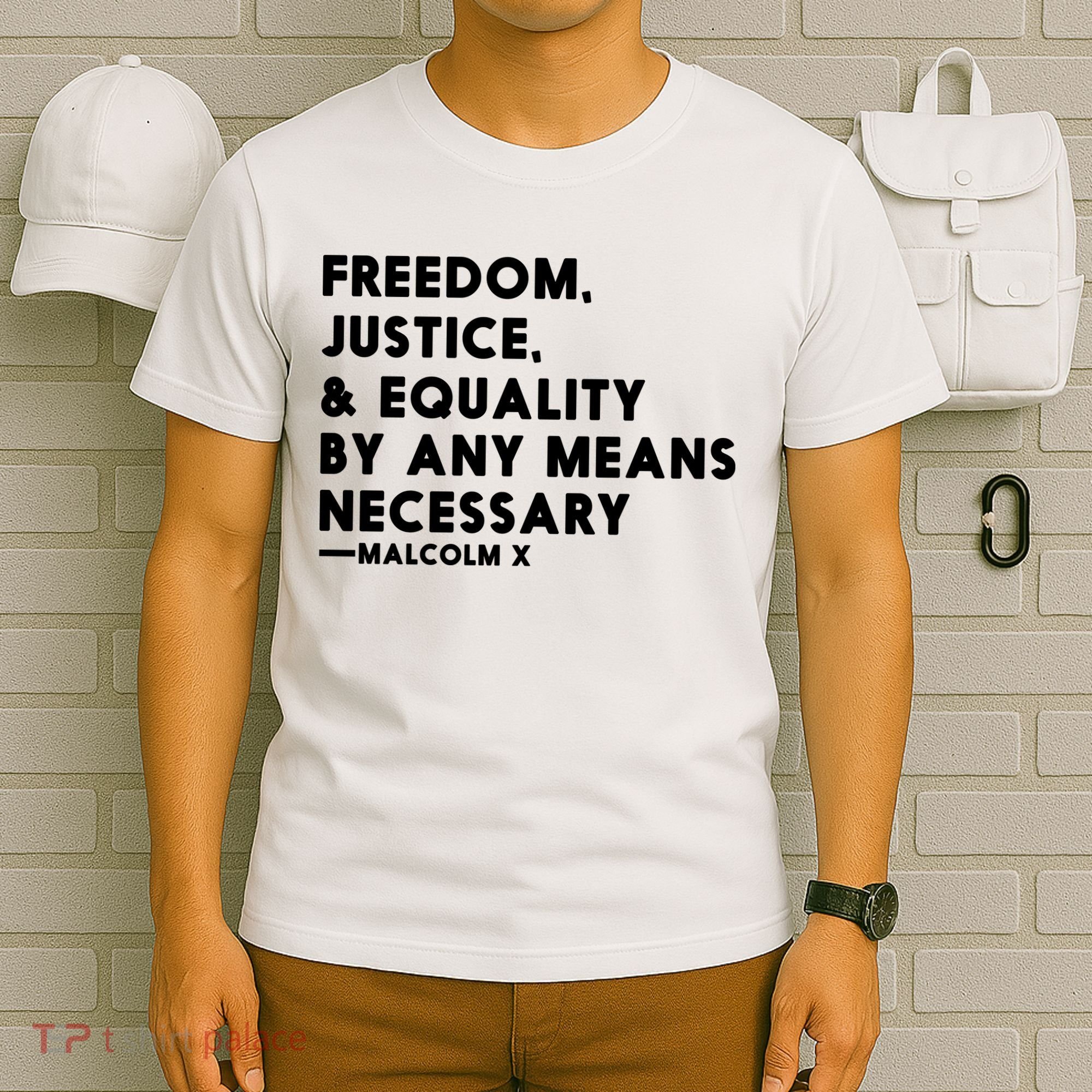 Malcolm X Quote Freedom Justice Equality By Any Means Necessary T-Shirt