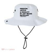 Malcolm X Quote Freedom Justice Equality By Any Means Necessary Bucket Hat thumb 0