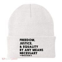 Malcolm X Quote Freedom Justice Equality By Any Means Necessary Beanie thumb 0