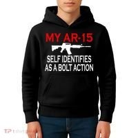 My AR-15 Self Identifies As A Bolt Action Kids Hoodie thumb 4