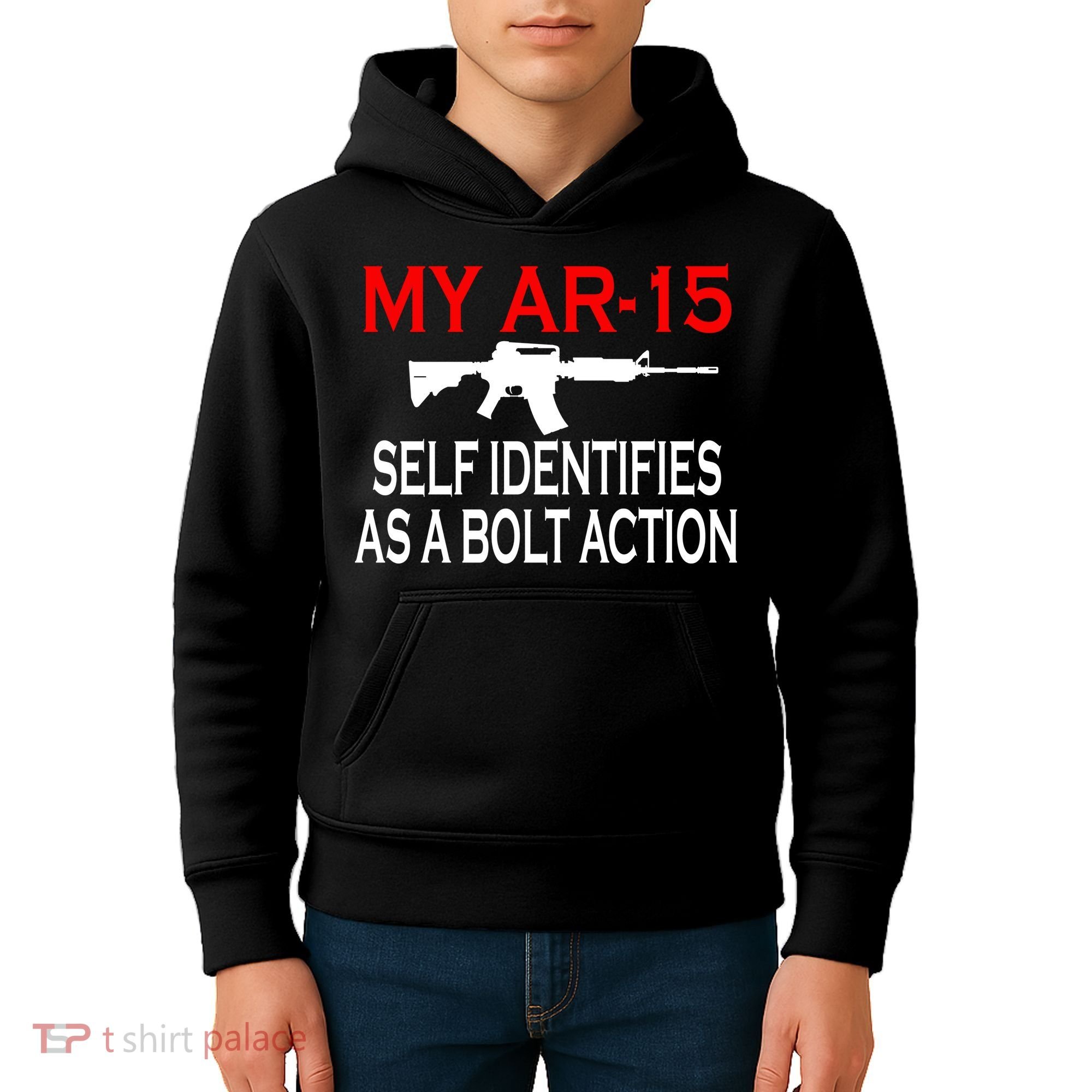 My AR-15 Self Identifies As A Bolt Action Kids Hoodie