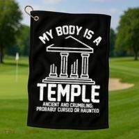 My Body Is A Temple Ancient Crumbling Probably Cursed Haunted Golf Towel thumb 1