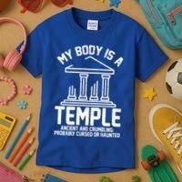 My Body Is A Temple Ancient Crumbling Probably Cursed Haunted Kids T-Shirt thumb 3