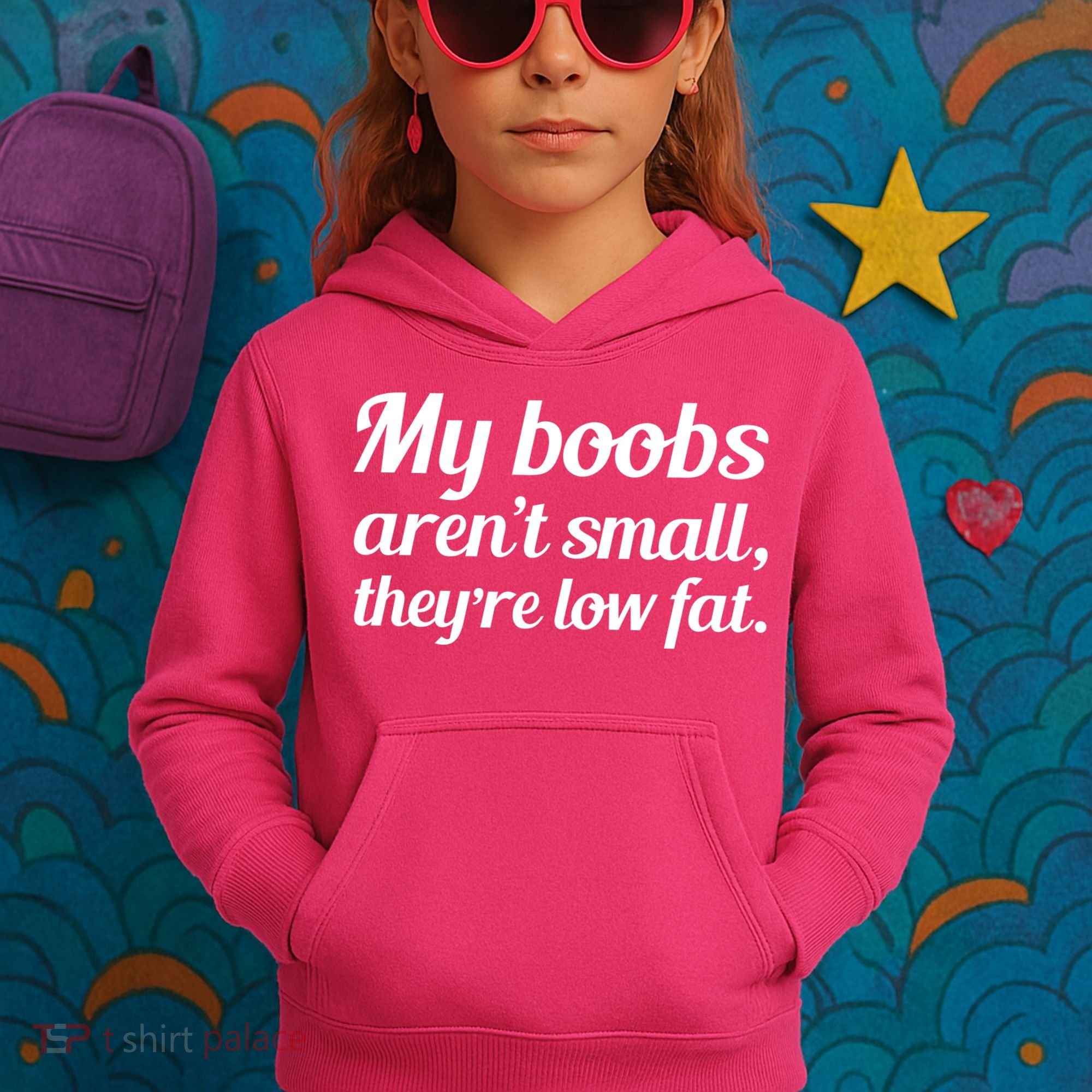 My Boobs Aren't Small They're Low Fat Kids Hoodie