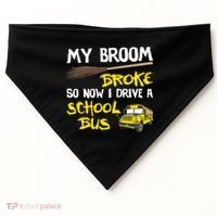 My Broom Broke Drive School Bus USA-Made Doggie Bandana thumb 0
