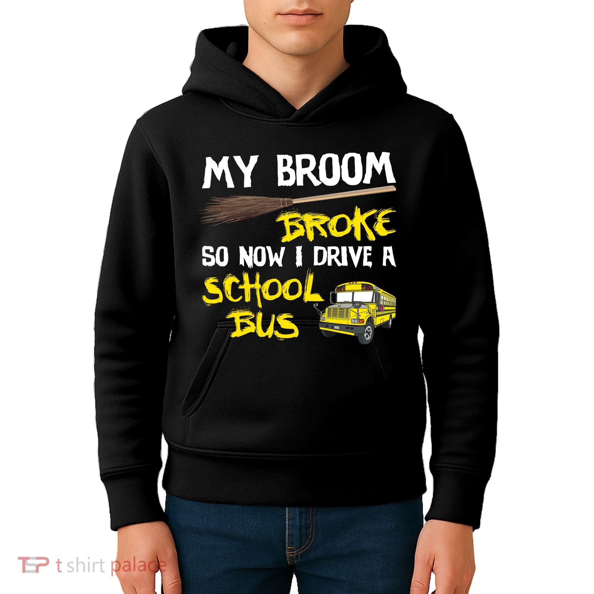 My Broom Broke Drive School Bus Kids Hoodie