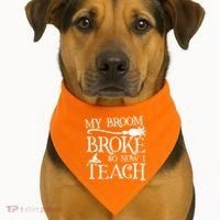 My Broom Broke So Now I Teach USA-Made Doggie Bandana thumb 1