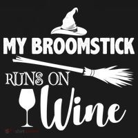 My Broomstick Runs On Wine Button thumb 1