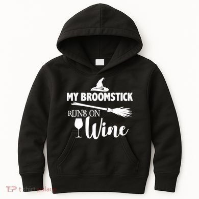 My Broomstick Runs On Wine Kids Hoodie