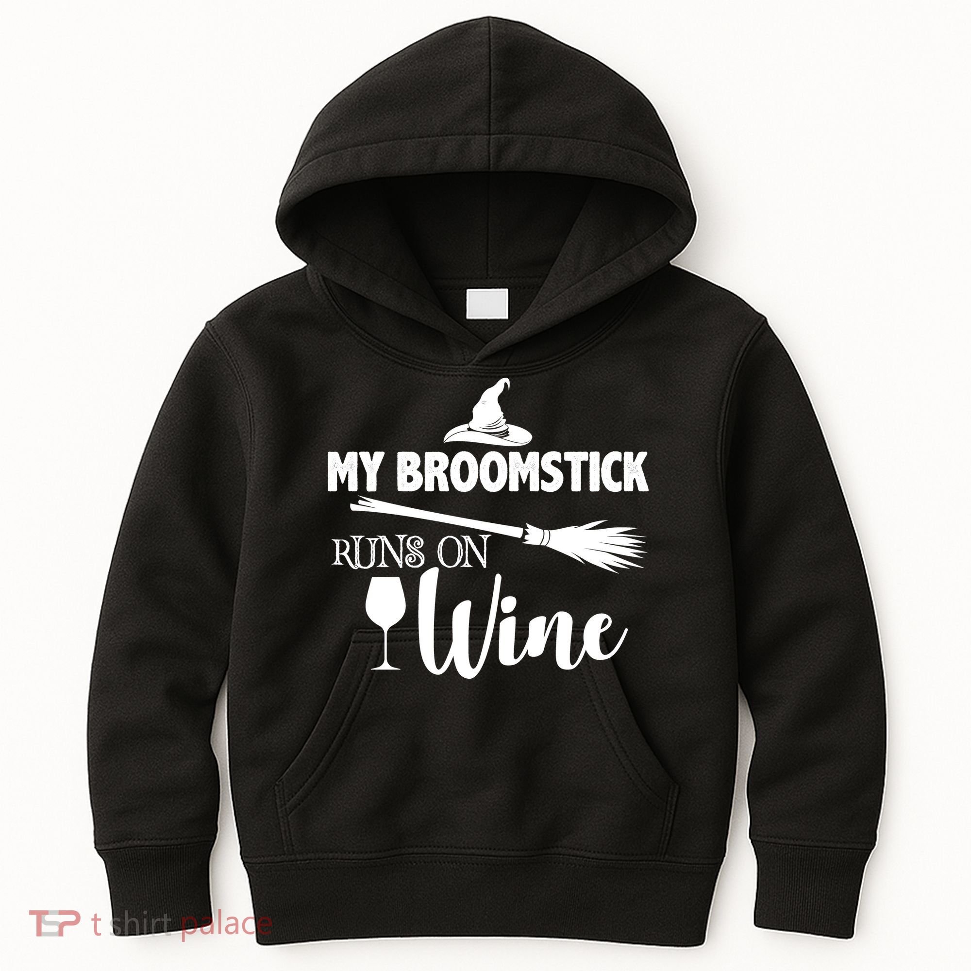 My Broomstick Runs On Wine Kids Hoodie