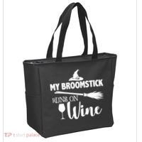 My Broomstick Runs On Wine Tote Bag thumb 2