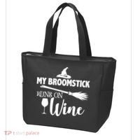 My Broomstick Runs On Wine Tote Bag thumb 3
