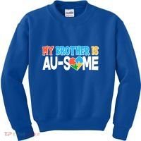 My Brother Is AU-SOME Autism Awareness Kids Sweatshirt thumb 0