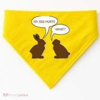 My Butt Hurts Funny Easter Chocolate Bunny USA-Made Doggie Bandana thumb 0