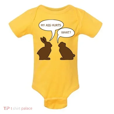 My Butt Hurts Funny Easter Chocolate Bunny Baby Bodysuit