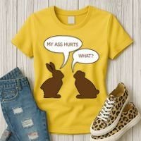 My Butt Hurts Funny Easter Chocolate Bunny Women's T-Shirt thumb 3