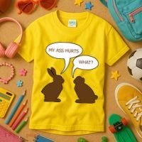 My Butt Hurts Funny Easter Chocolate Bunny Kids T-Shirt thumb 3