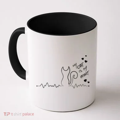 My Cat Is My heart Pulse Coffee Mug