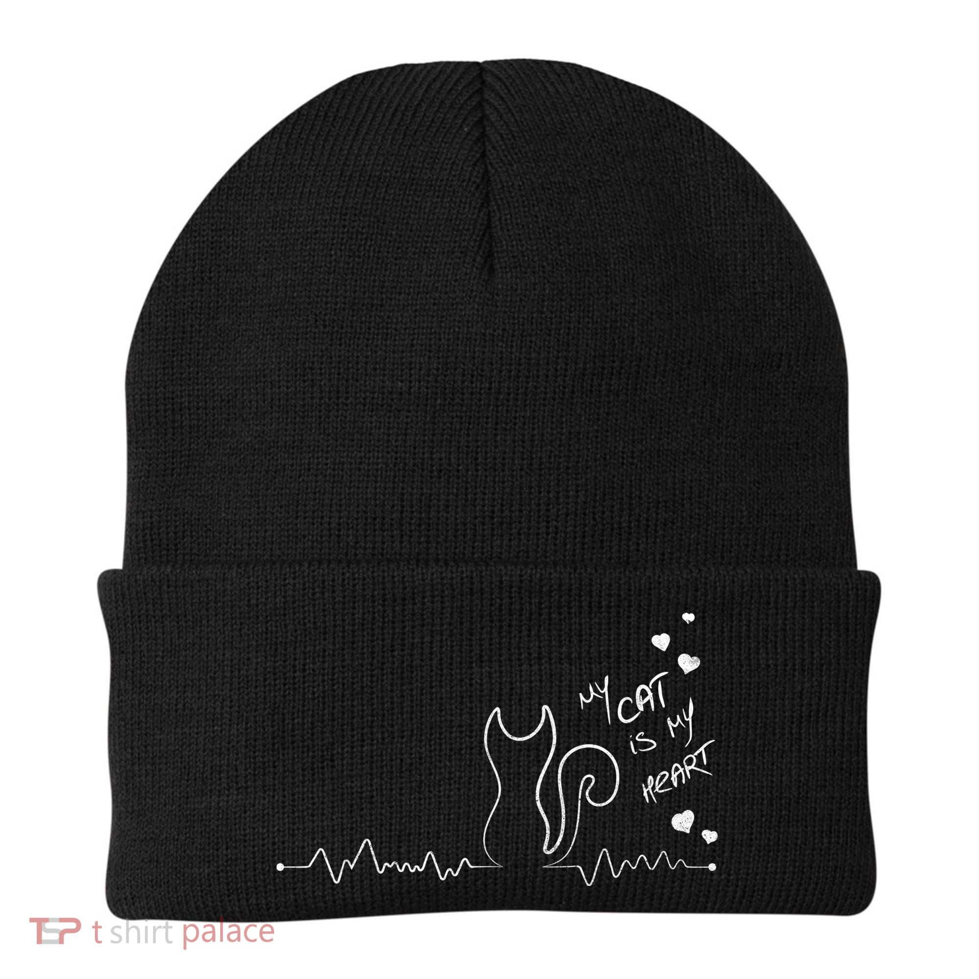 My Cat Is My heart Pulse Beanie