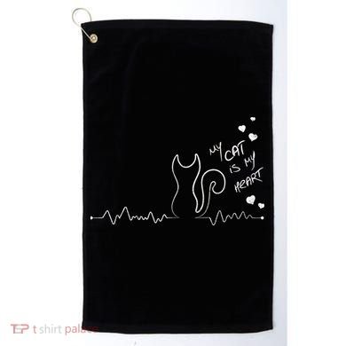My Cat Is My heart Pulse Golf Towel