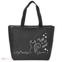 My Cat Is My heart Pulse Tote Bag thumb 0