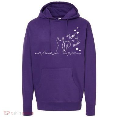 My Cat Is My heart Pulse Hoodie