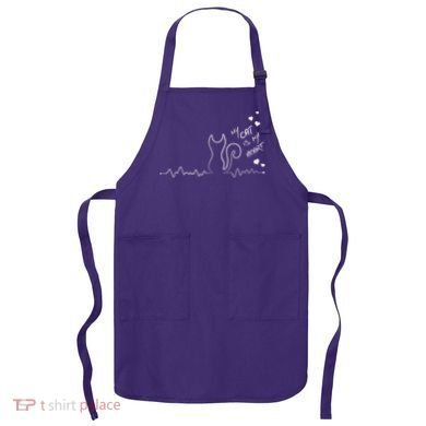 My Cat Is My heart Pulse Apron