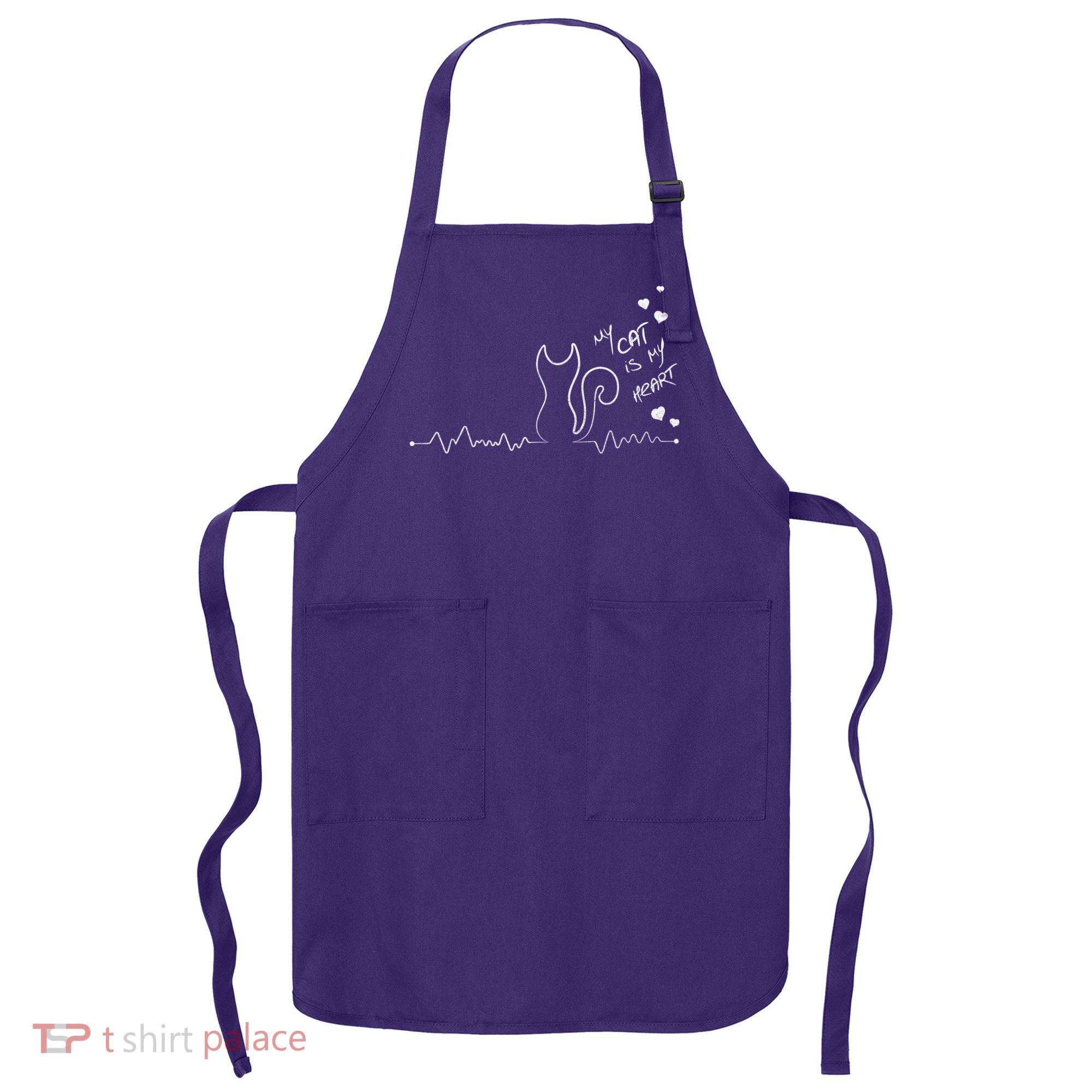 My Cat Is My heart Pulse Apron