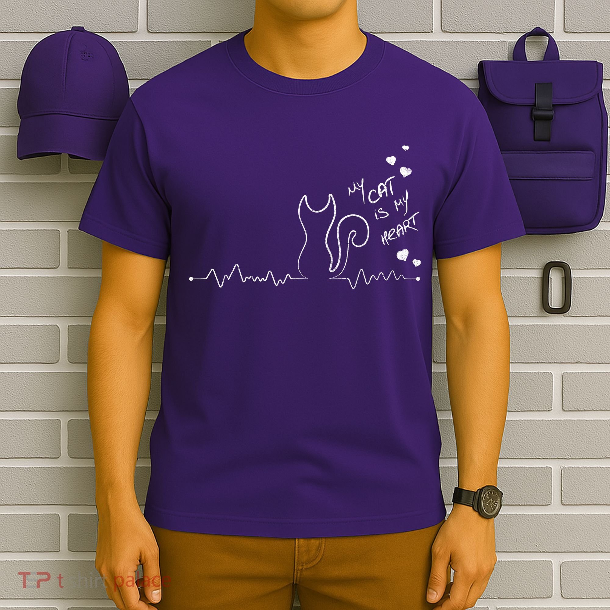 My Cat Is My heart Pulse T-Shirt