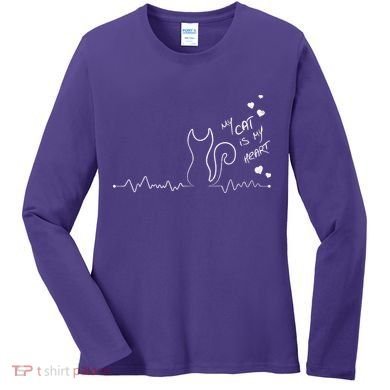 My Cat Is My heart Pulse Women's Long Sleeve Shirt