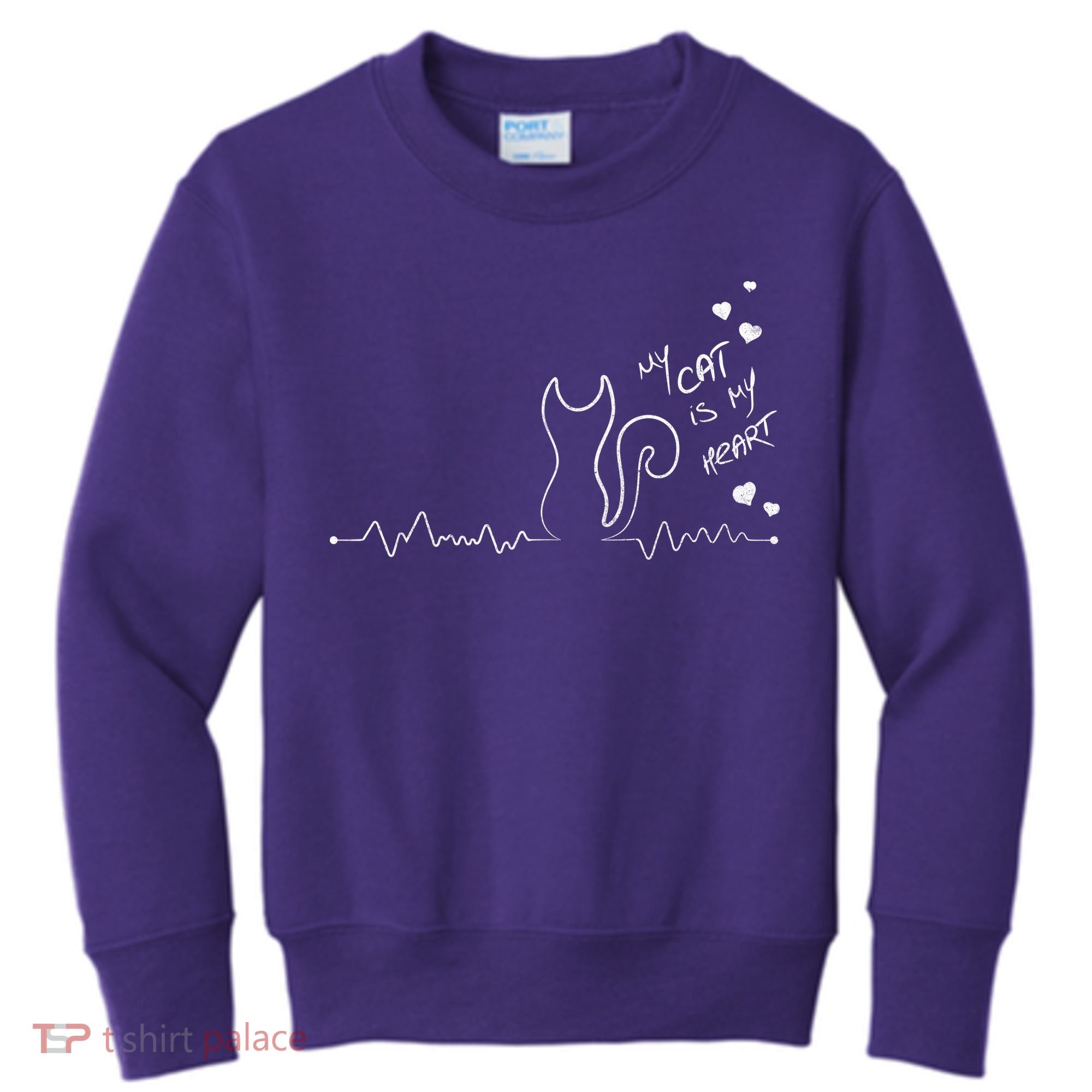 My Cat Is My heart Pulse Kids Sweatshirt