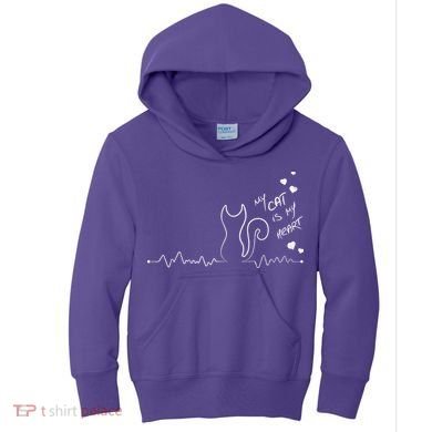 My Cat Is My heart Pulse Kids Hoodie